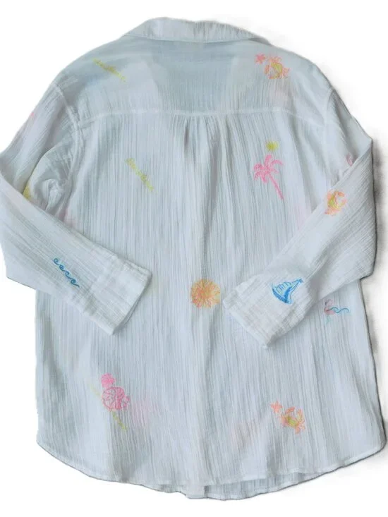 Lilly Pulitzer Kwitney Embroidered Long Sleeve Coverup | Gauze | Prep | EUC | M - Picture 3 of 9